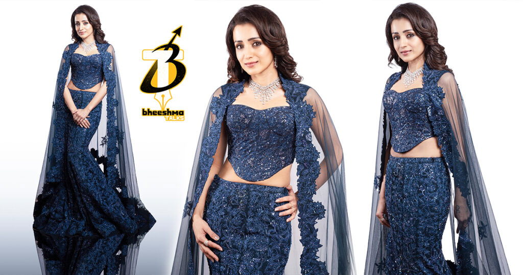 Trisha dazzling in sparkling outerwear