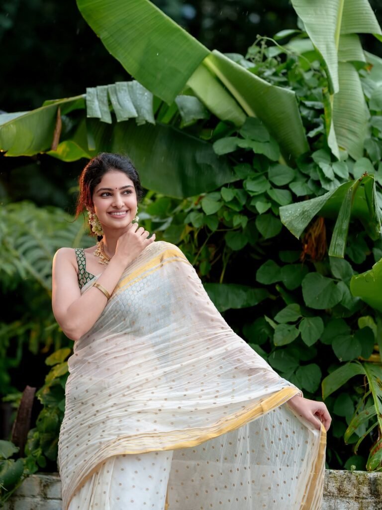 Manasa varanasi snapped in onam look.